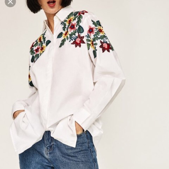 Zara Tops - GORGEOUS Zara embroidered shirt/blouse size small